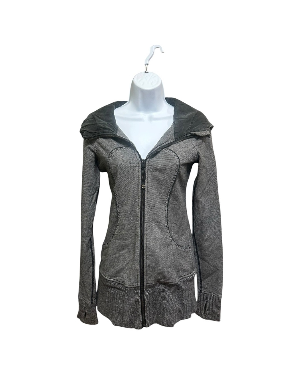 Lululemon Live Simply Black Micro Stripe Hoodie Jacket Size 4 - Picture 2 of 6